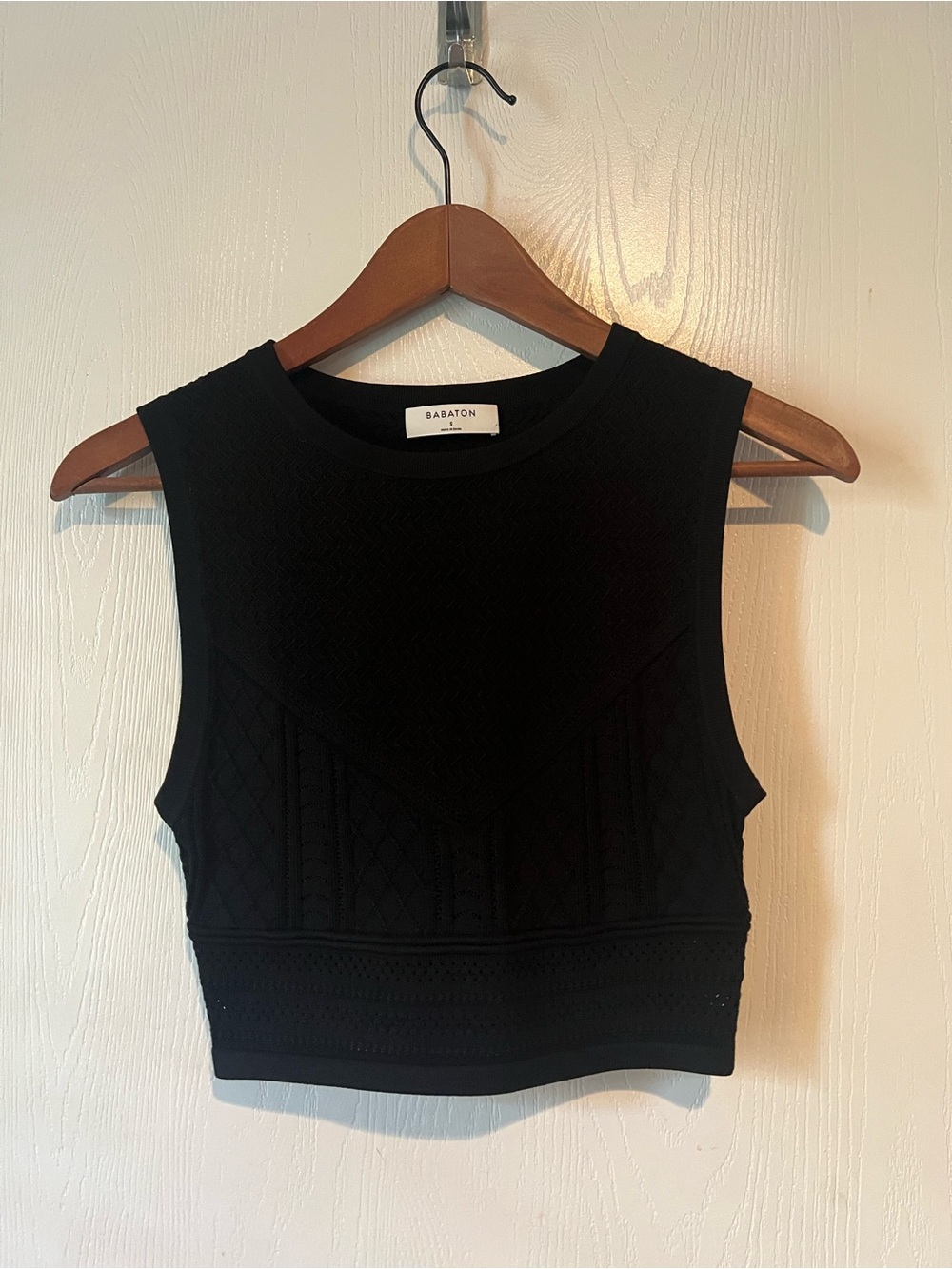 Babaton aritzia Open Knit tank Top Black Sleeveless Women Sz Small